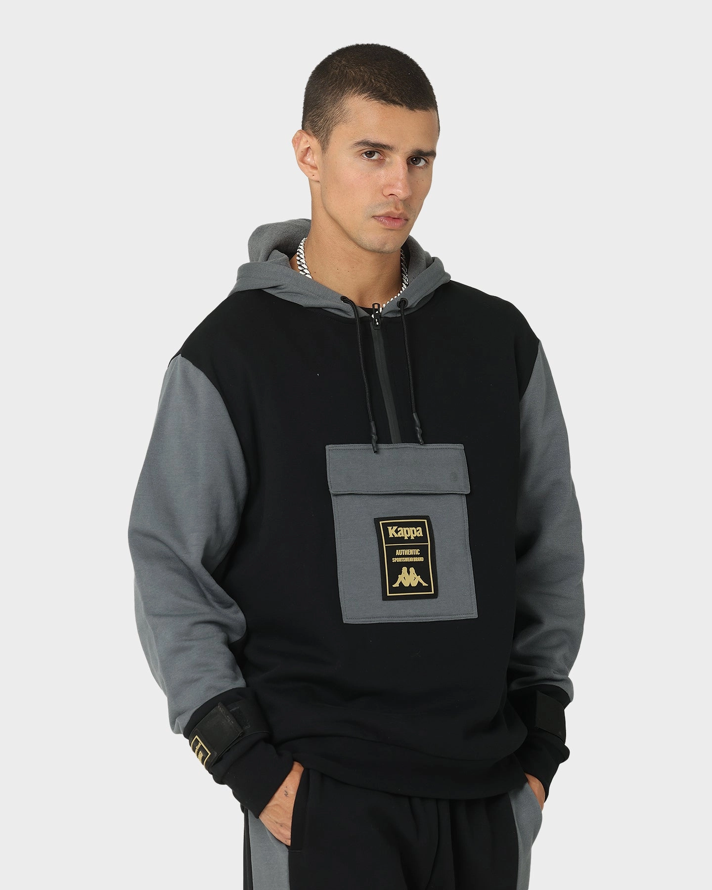Kappa Authentic Frax Hoodie Black/Gold Minimal Utility Classic