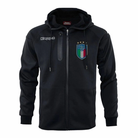 accessible Reinforced Knee Articulation Kappa Italia FIGC Soft Shell Hooded Jacket Black