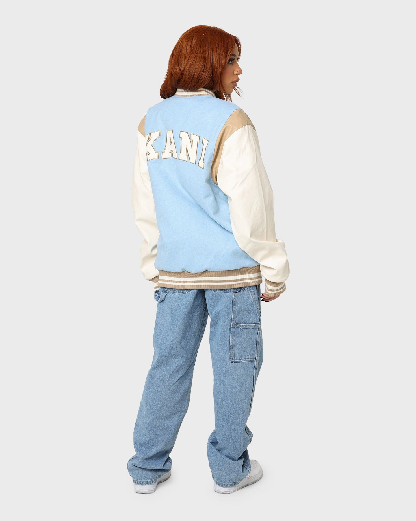 Karl Kani OG Colour Block College Jacket Light Blue Urban Cool