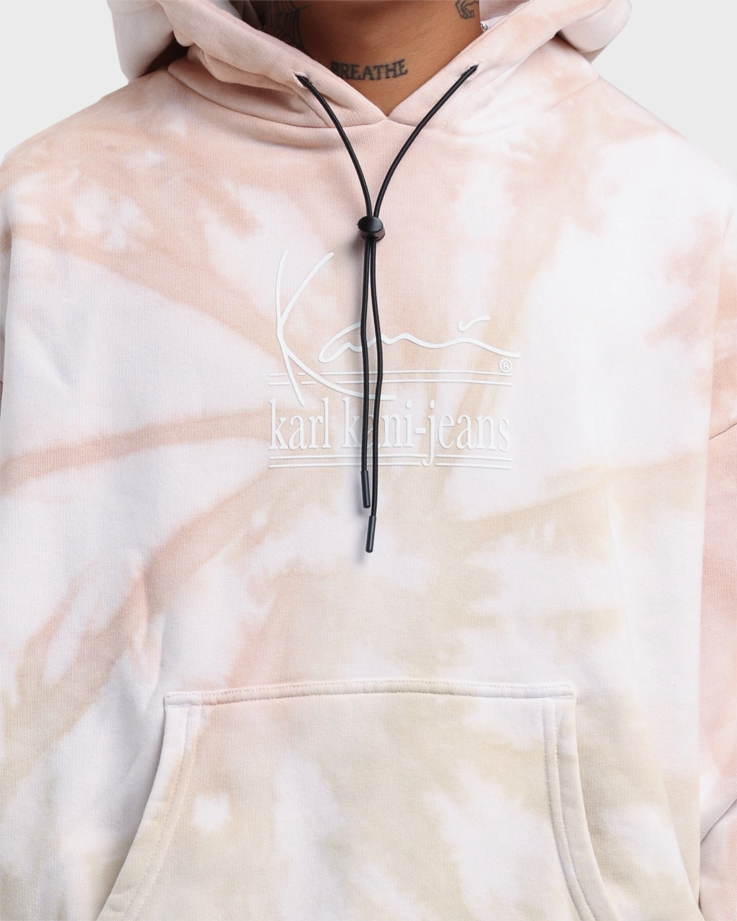 Karl Kani Signature KKJ Tie Dye Oversized Hoodie Light Sand NonBulky Midweight Build Durable Zippers