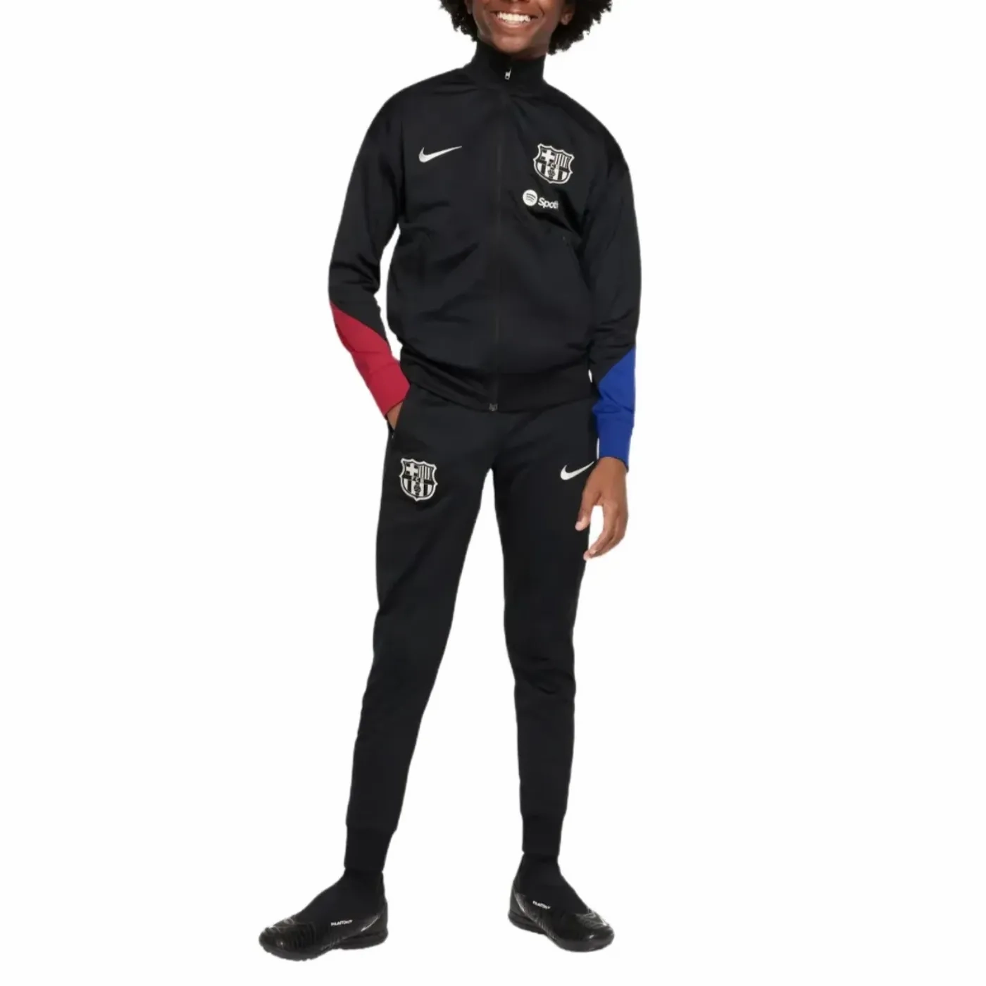 Kids - FC Barcelona black presentation Soccer tracksuit 2024/25 - Nike Hooded Design patch venue