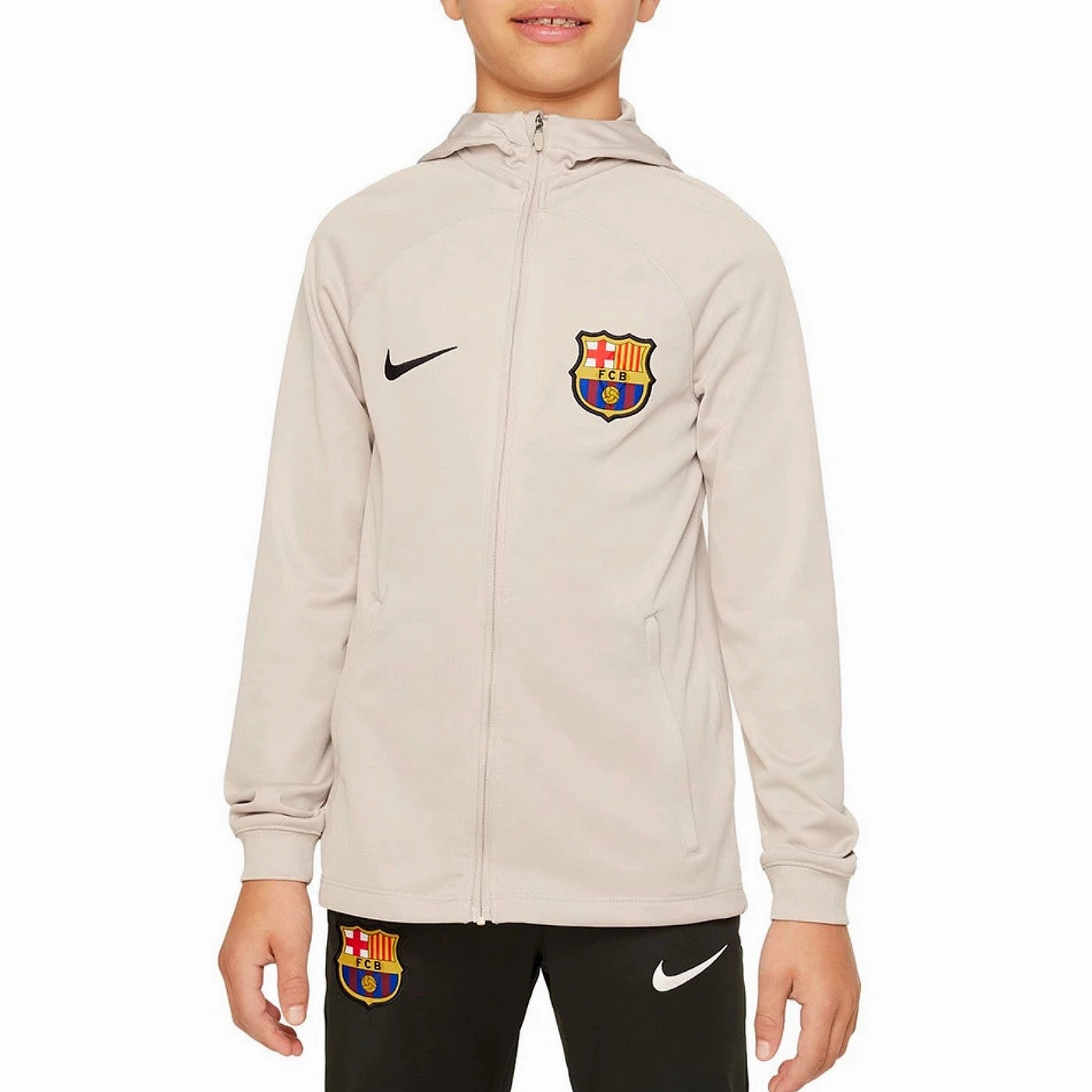 Bonded Seamless Edges applique Kids - FC Barcelona hooded presentation Soccer tracksuit 2023/24 - Nike