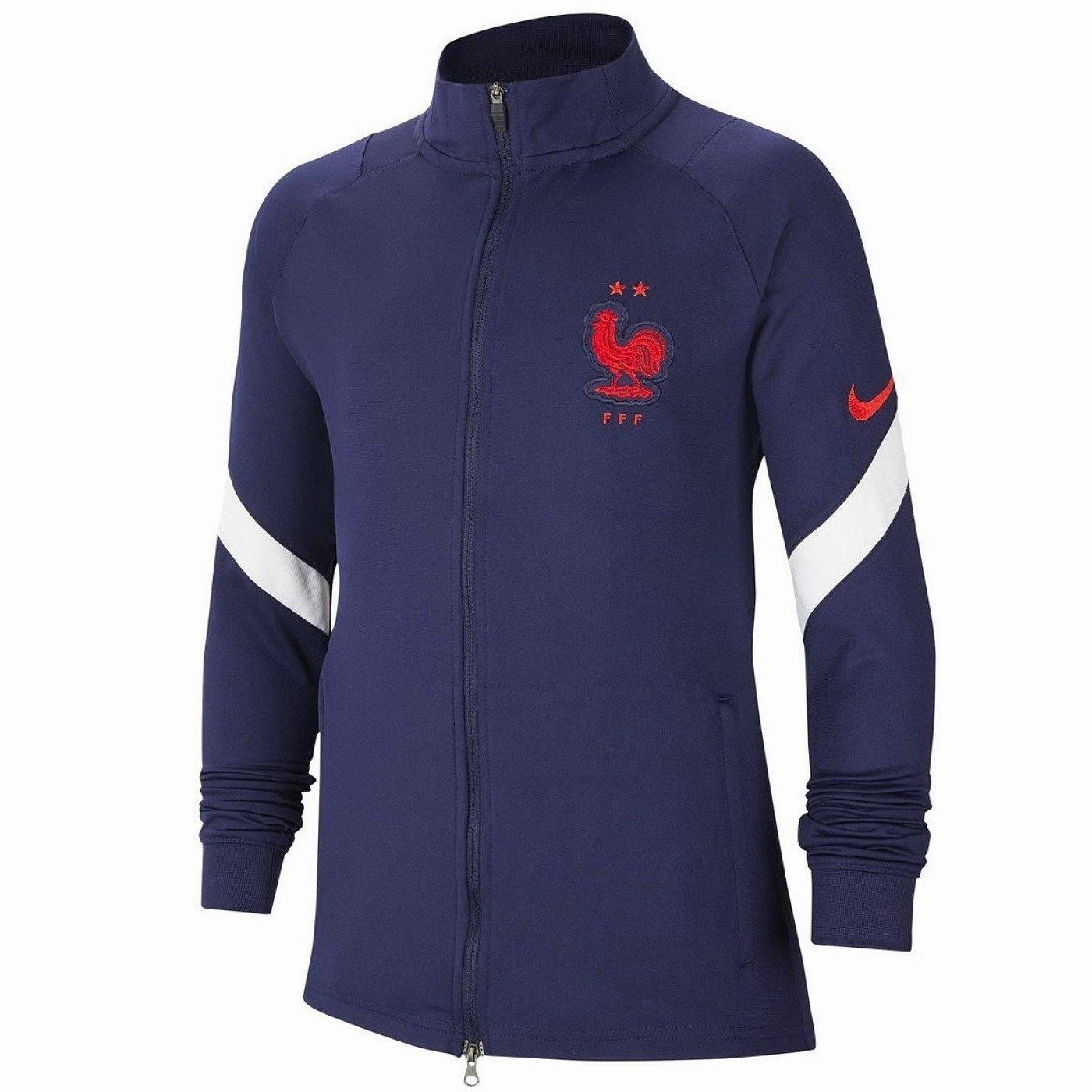YogaReadyTexture Button Closure Kids - France training presentation Soccer tracksuit 2020/21 navy - Nike