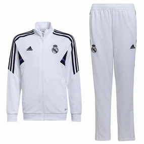 Kids - Real Madrid white training presentation tracksuit 2022/23 - Adidas Dynamic Tension Control