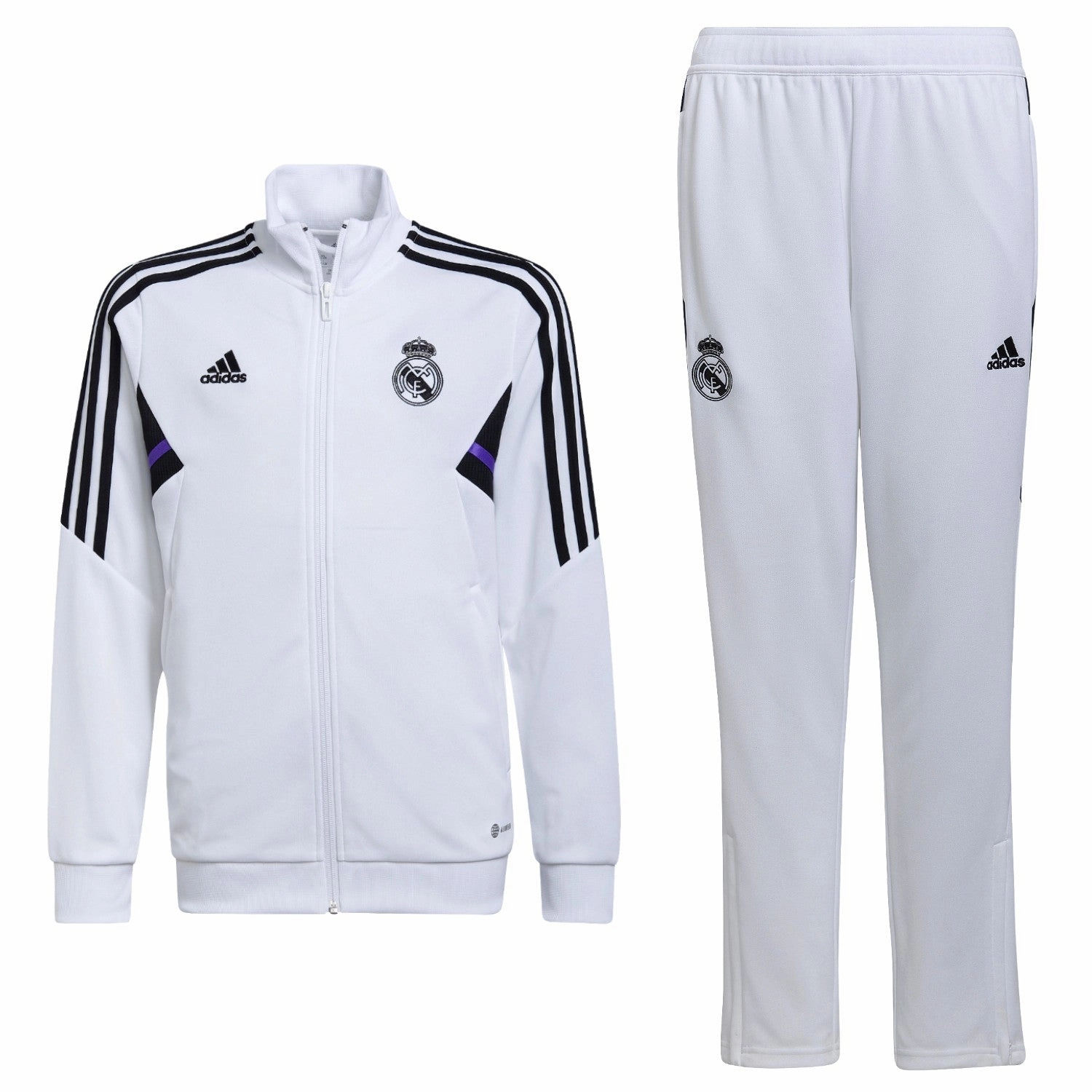 Kids - Real Madrid white training presentation tracksuit 2022/23 - Adidas Dynamic Tension Control