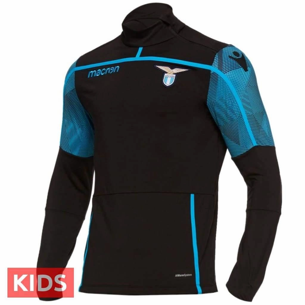 Kids - SS Lazio black training technical soccer tracksuit 2018/19 - Macron allergen-resistant shooting