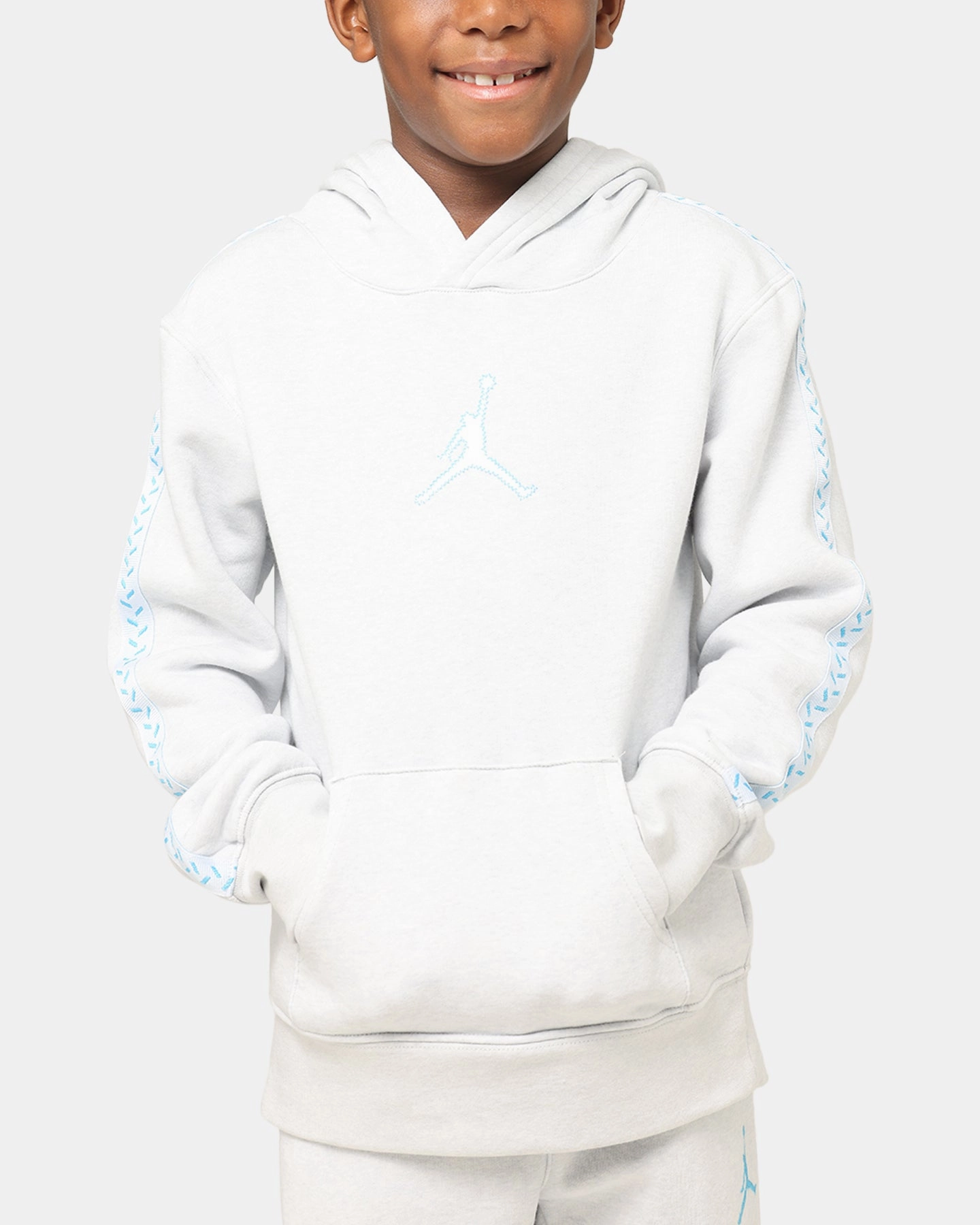 Regular Fit Jordan Kids' Flight MVP Fleece Pullover Hoodie Pure Platinum