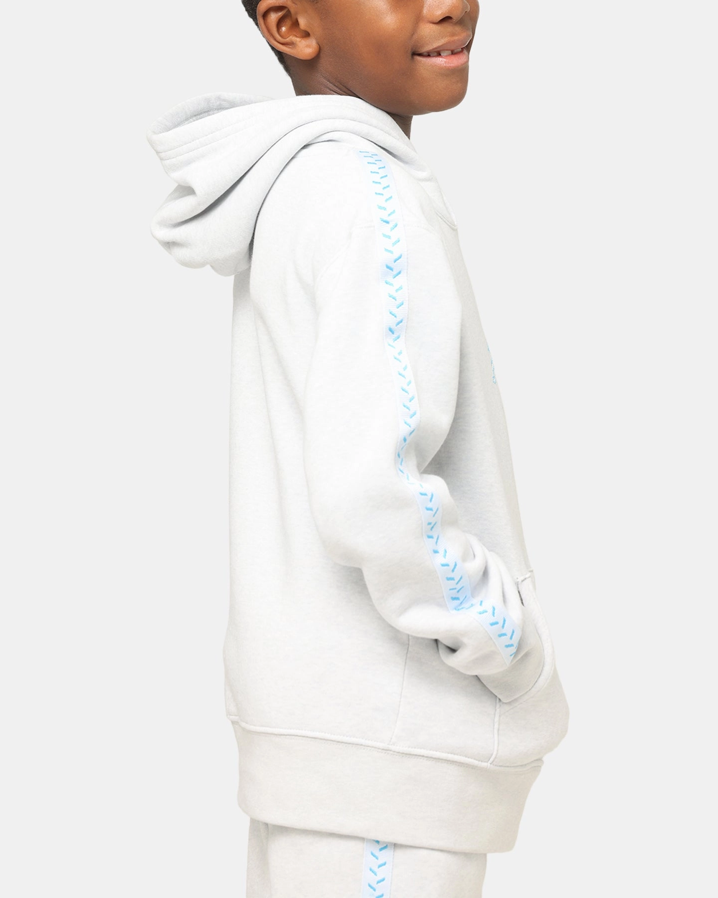 Flexible Hood Smooth Zipper Action Jordan Kids' Flight MVP Fleece Pullover Hoodie Pure Platinum