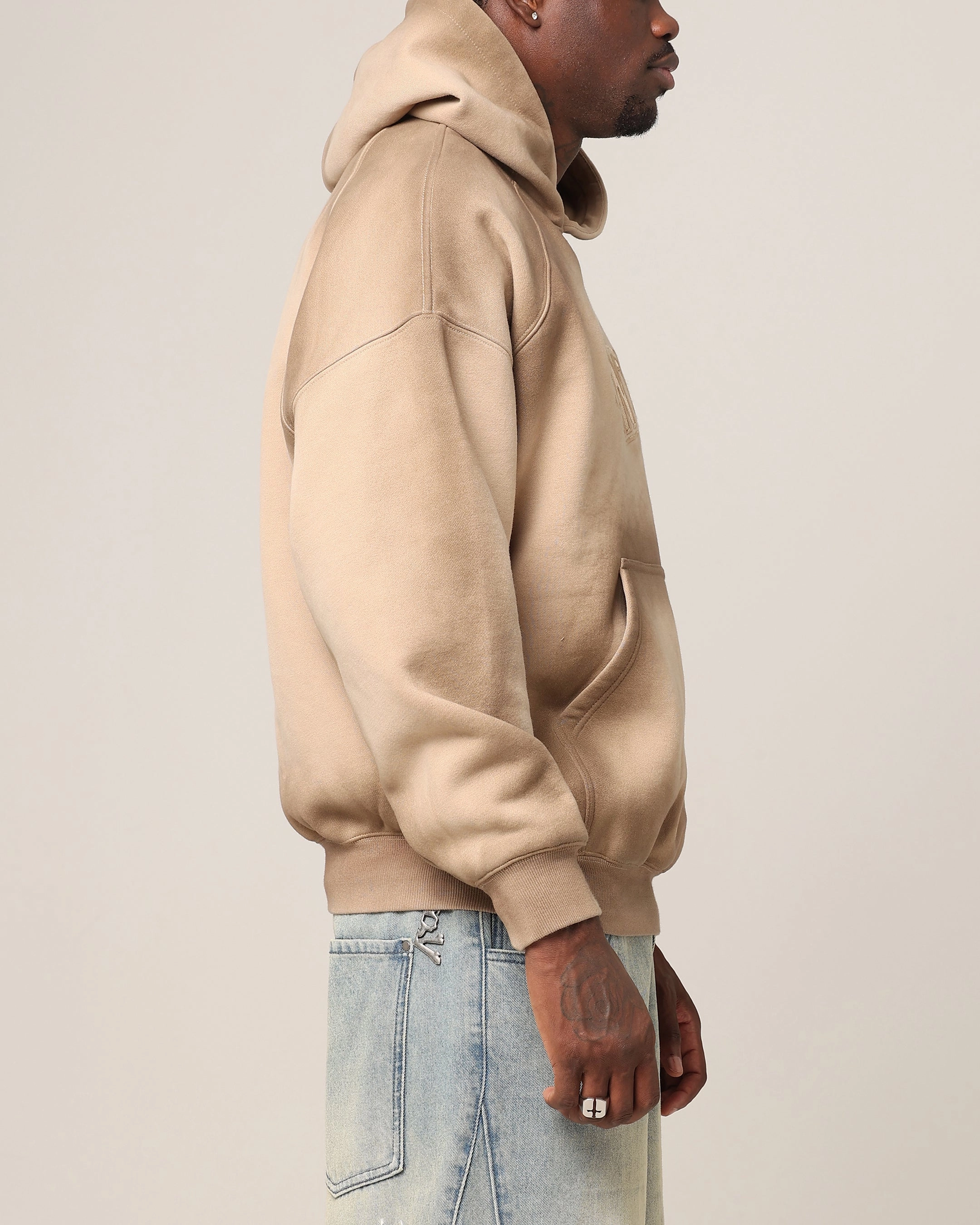 Subtle pattern Saint Morta Faded Motor Hoodie Stone