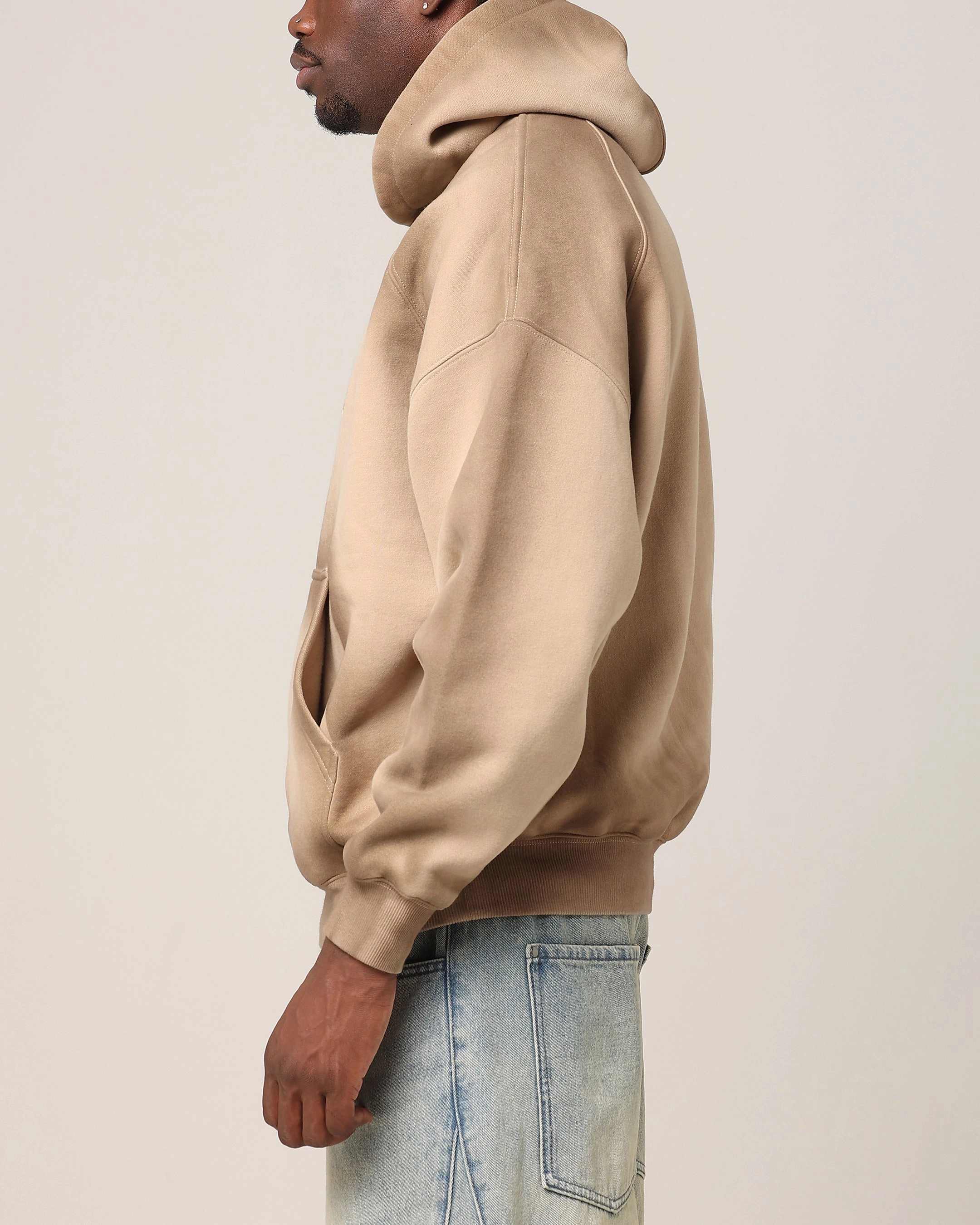 College Outfit Stylish Detail Saint Morta Faded Motor Hoodie Stone