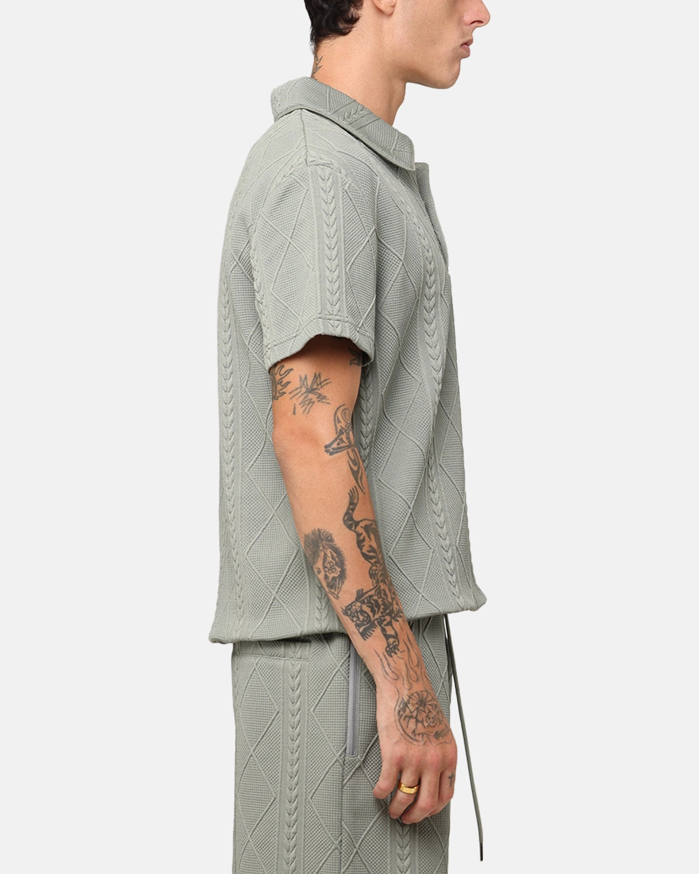 XXIII Danny Knit Polo Shirt Olive Reinforced Collar Stay Office To Dinner