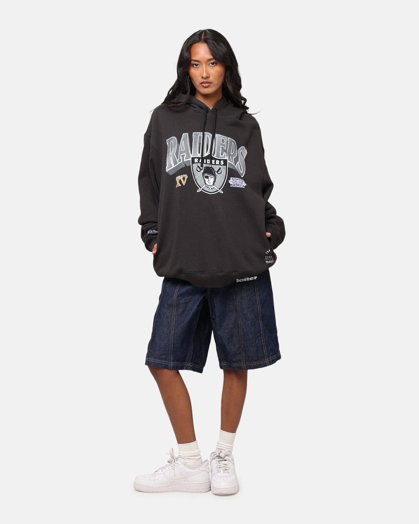 Mitchell & Ness Las Vegas Raiders Arch Hoodie Faded Black Moisture wicking City Feel