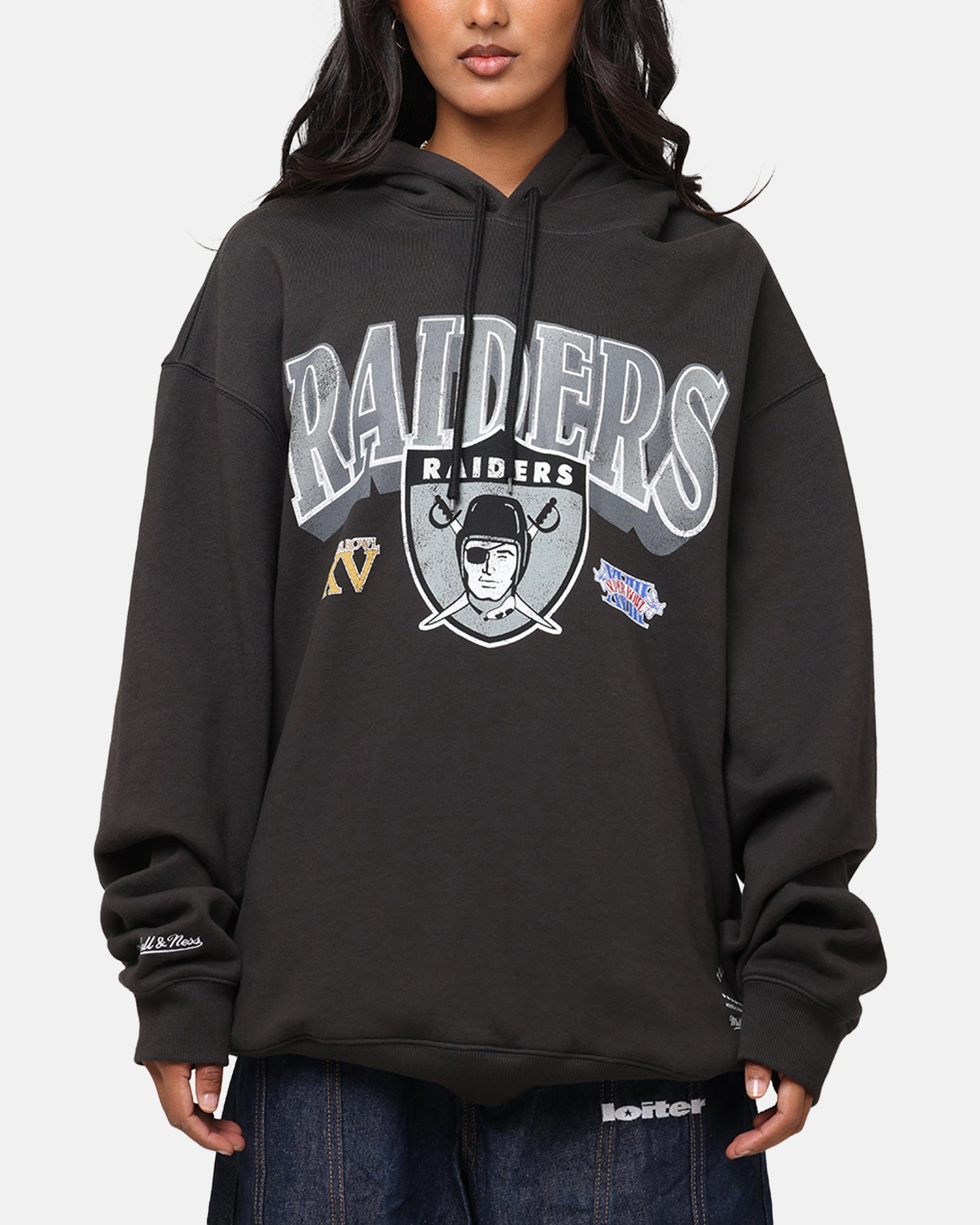 Mitchell & Ness Las Vegas Raiders Arch Hoodie Faded Black Bilby like Coffee Shop Vibes