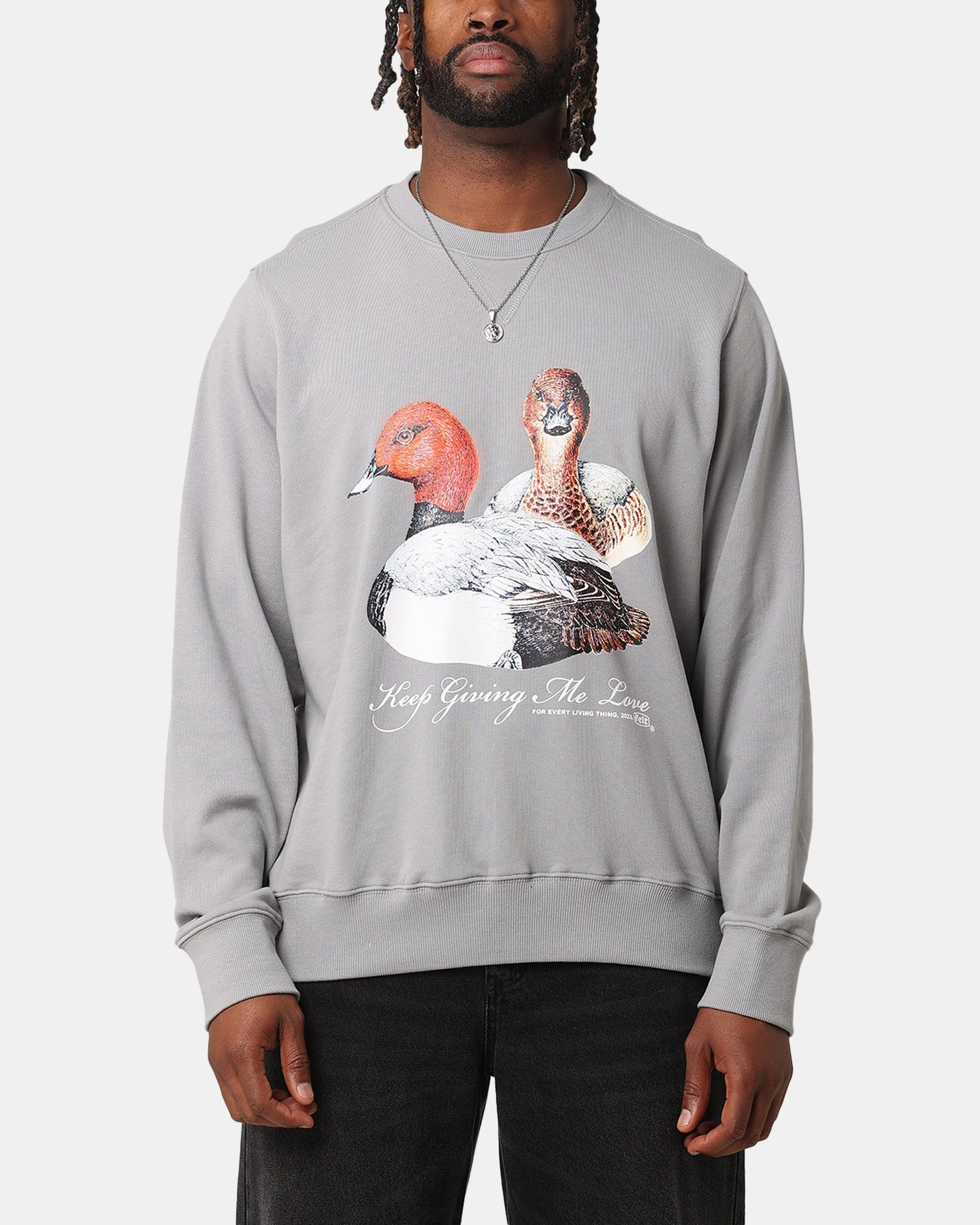 Felt Duck Love Crewneck Sweater Grey Smart Layers