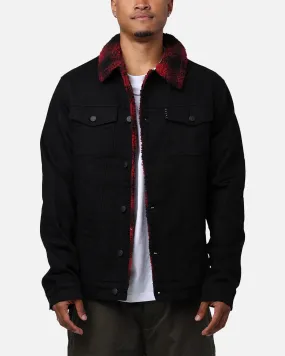 Anti Slip Shoulder Pads Saint Morta Men's Tartan Sherpa Denim Jacket Black/Red