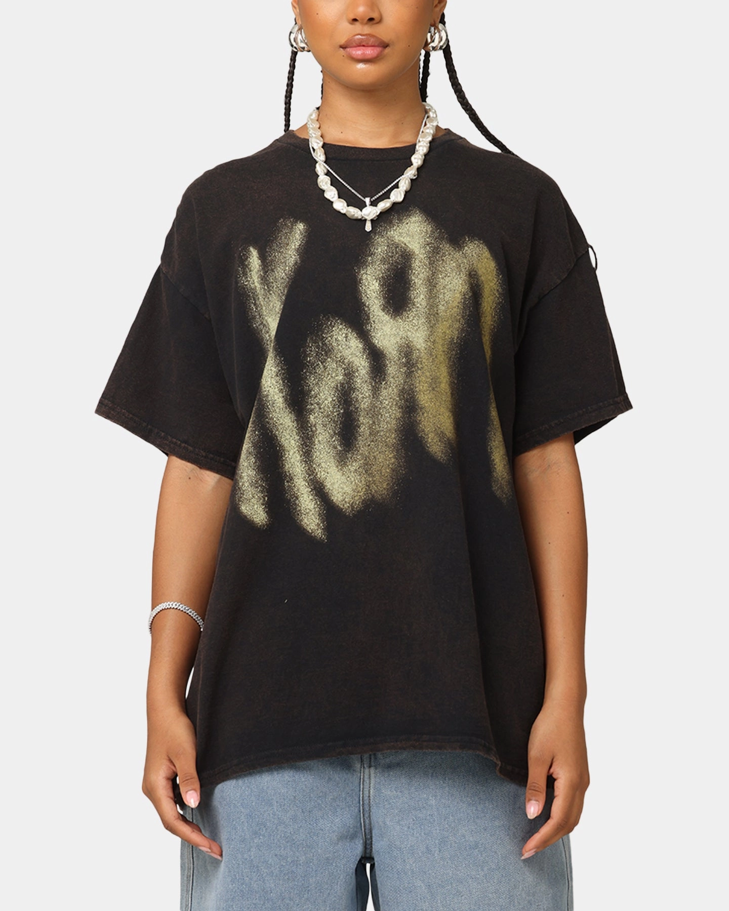 Korn Logo Noise T-Shirt Black Vintage Ergonomic Cut