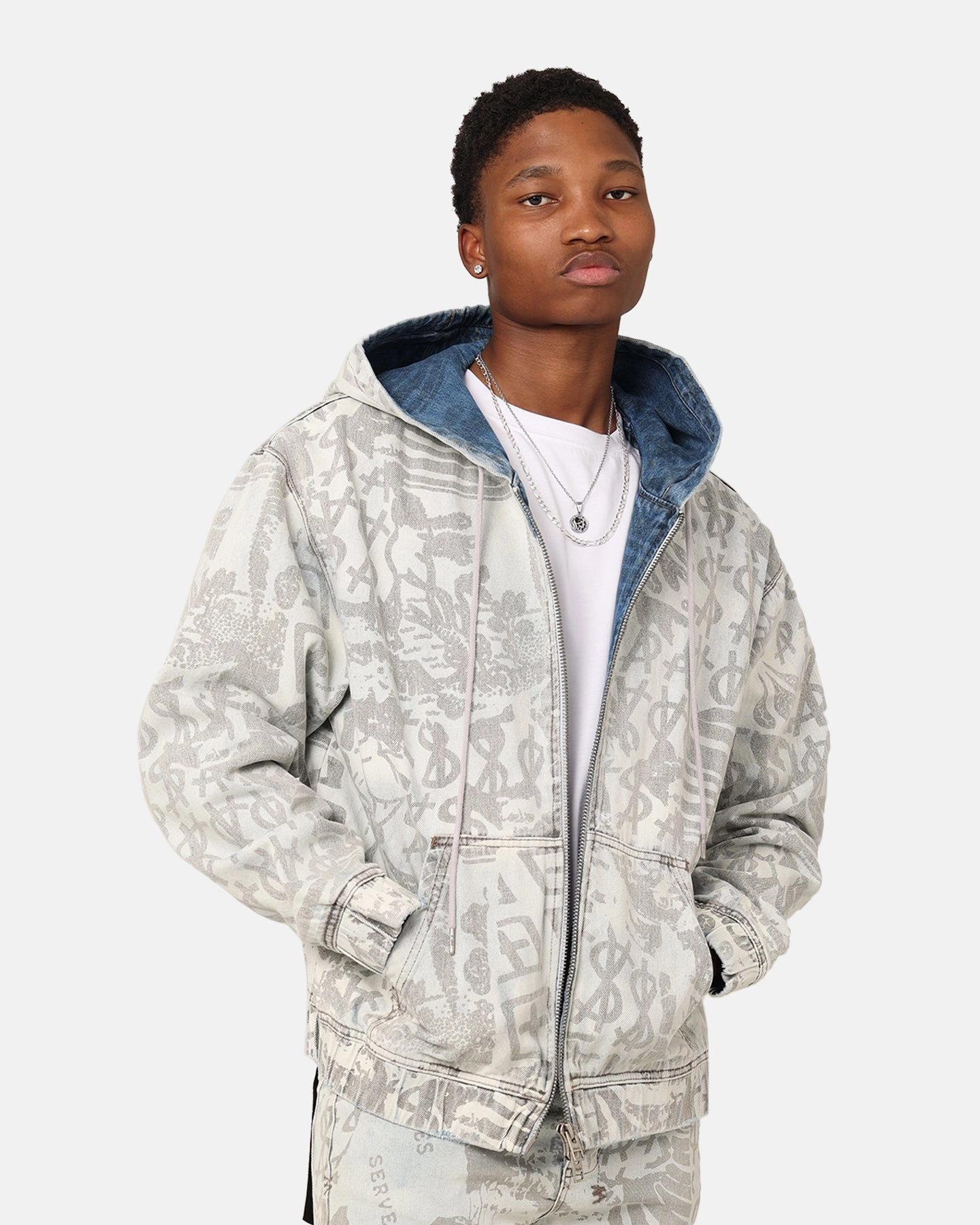 suitable for extreme sports Fitted Ksubi Kollage Zip Hoodie Icey Denim