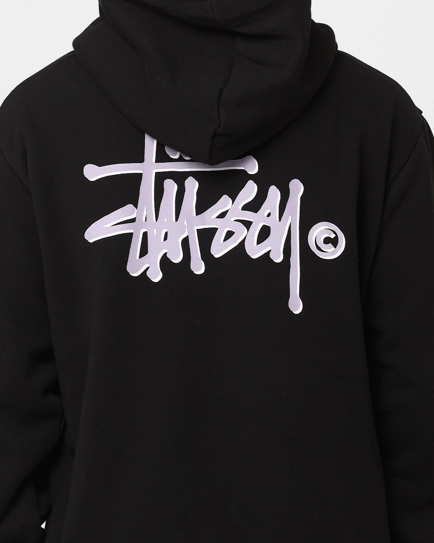 Stussy Shadow Graffiti Zip Hoodie Black High Collar Support