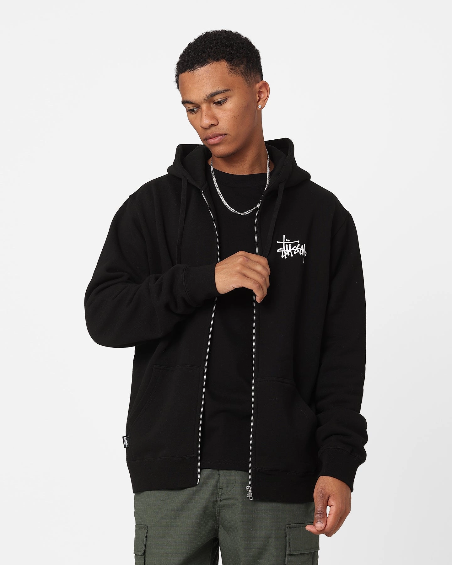 Stussy Shadow Graffiti Zip Hoodie Black Selection Wardrobe