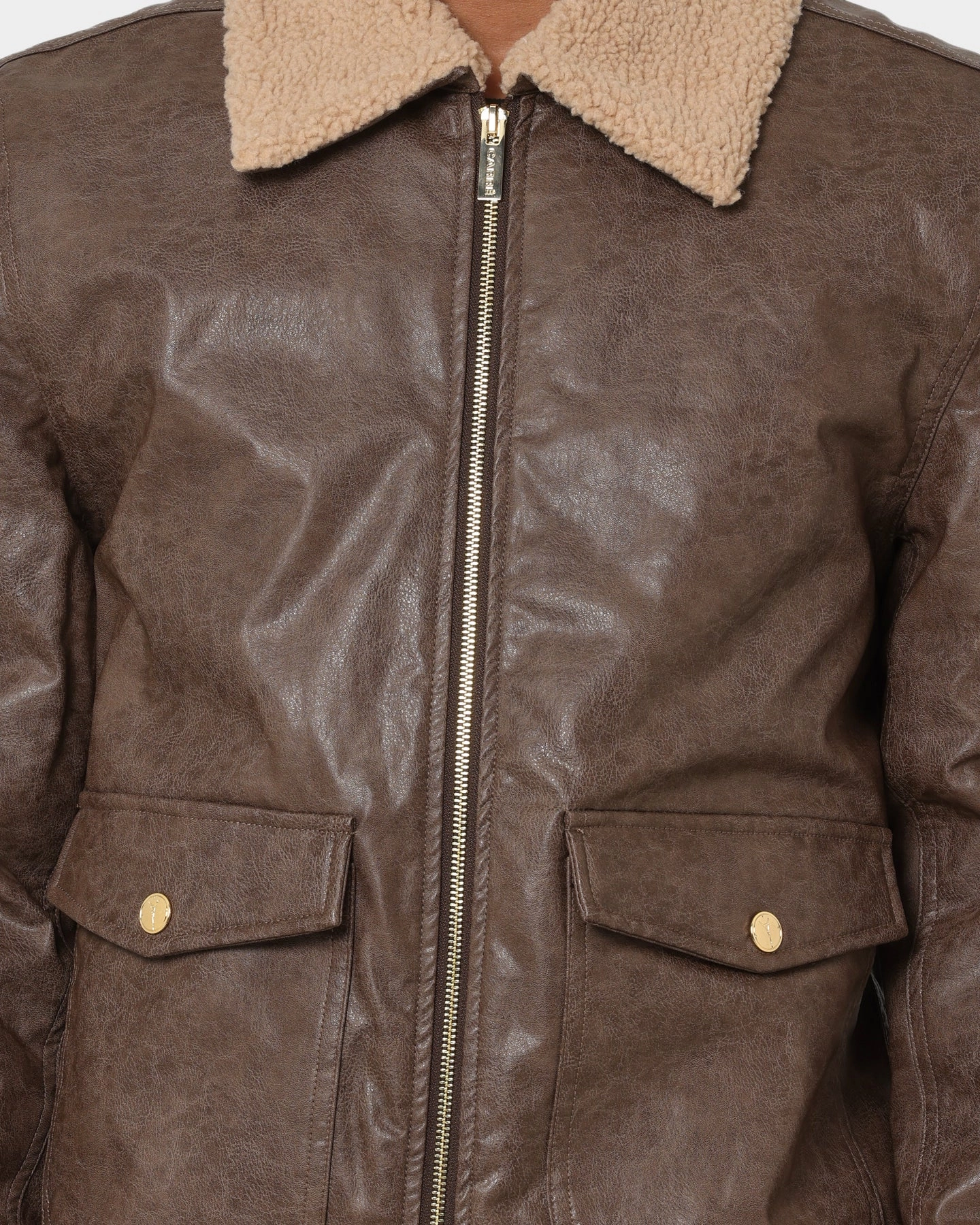 Carr?? Aviateur Leather Bomber Jacket Stone/Black Cool Climate
