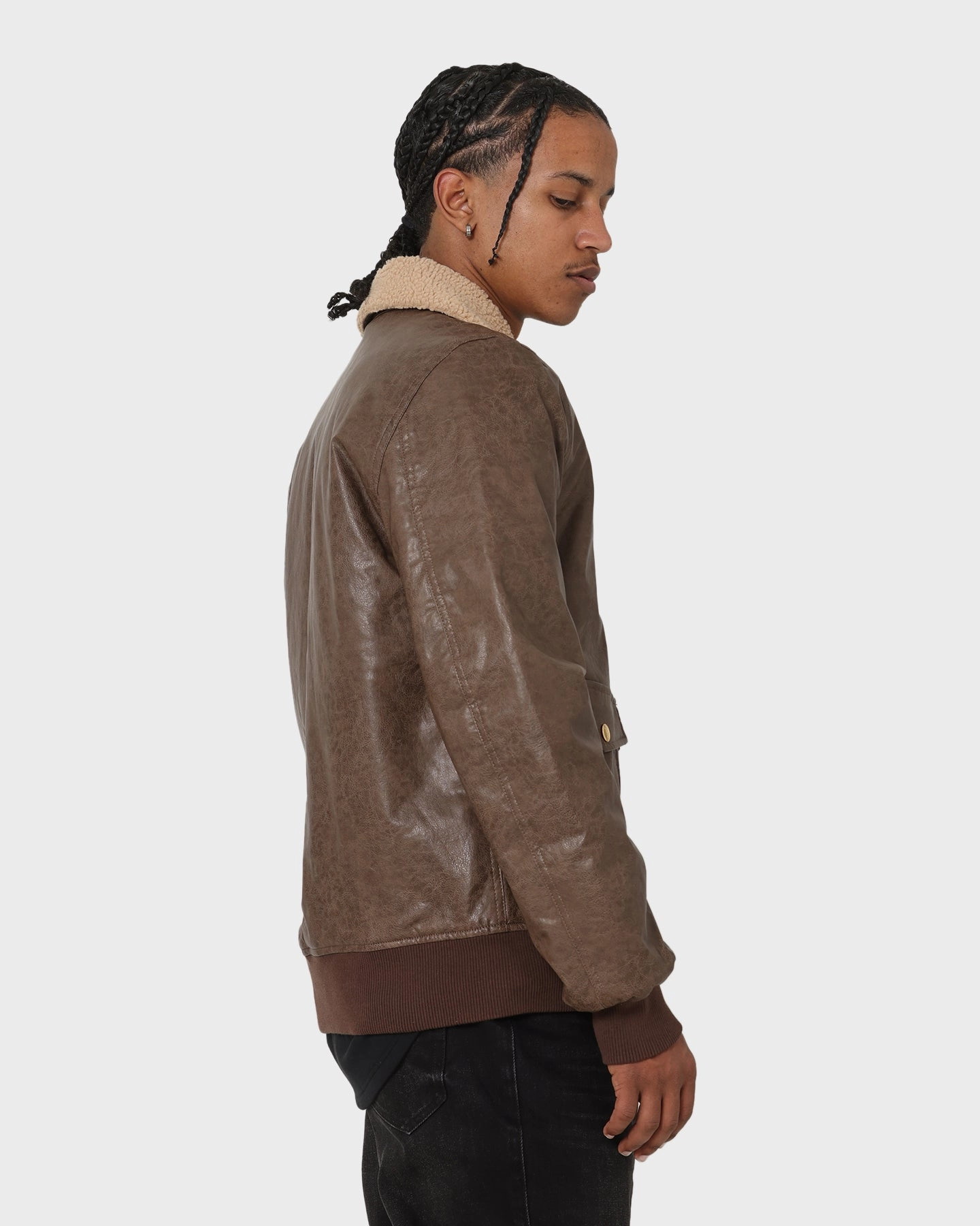 Receipt Storage Carr?? Aviateur Leather Bomber Jacket Stone/Black