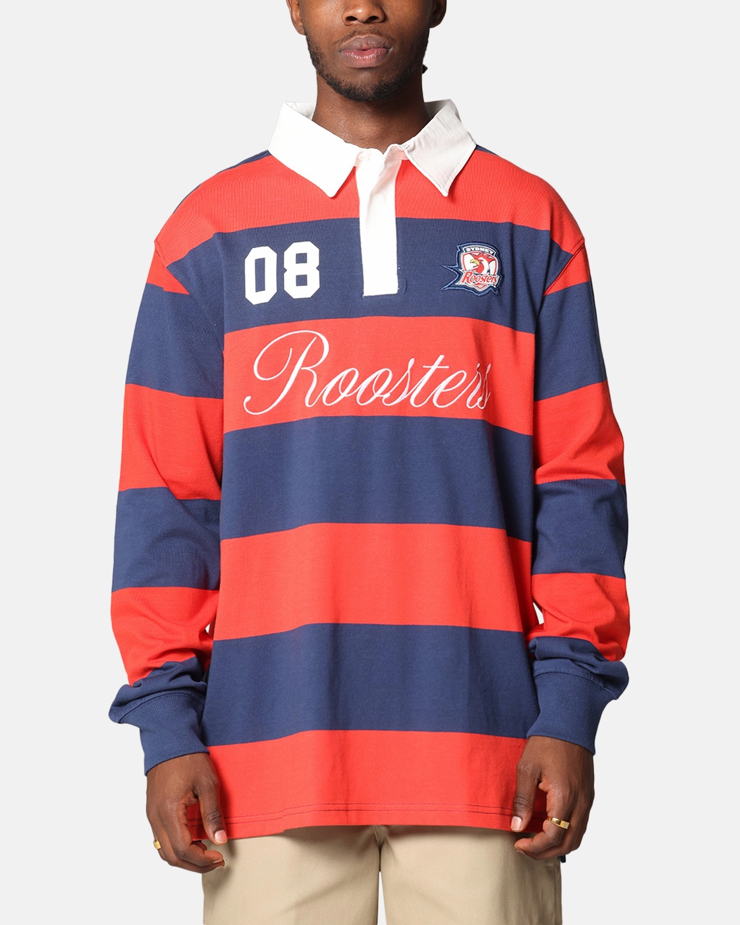 Bleacher Athletic Sydney Roosters NRL Stripe Rugby Polo Shirt Official Team Colour Trendy Colors