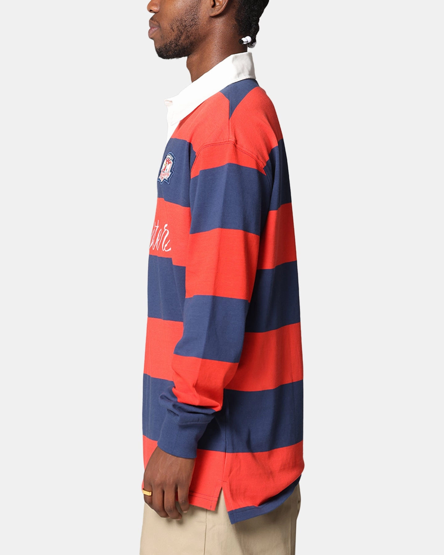 Bleacher Athletic Sydney Roosters NRL Stripe Rugby Polo Shirt Official Team Colour Golf Course Stylish Collar