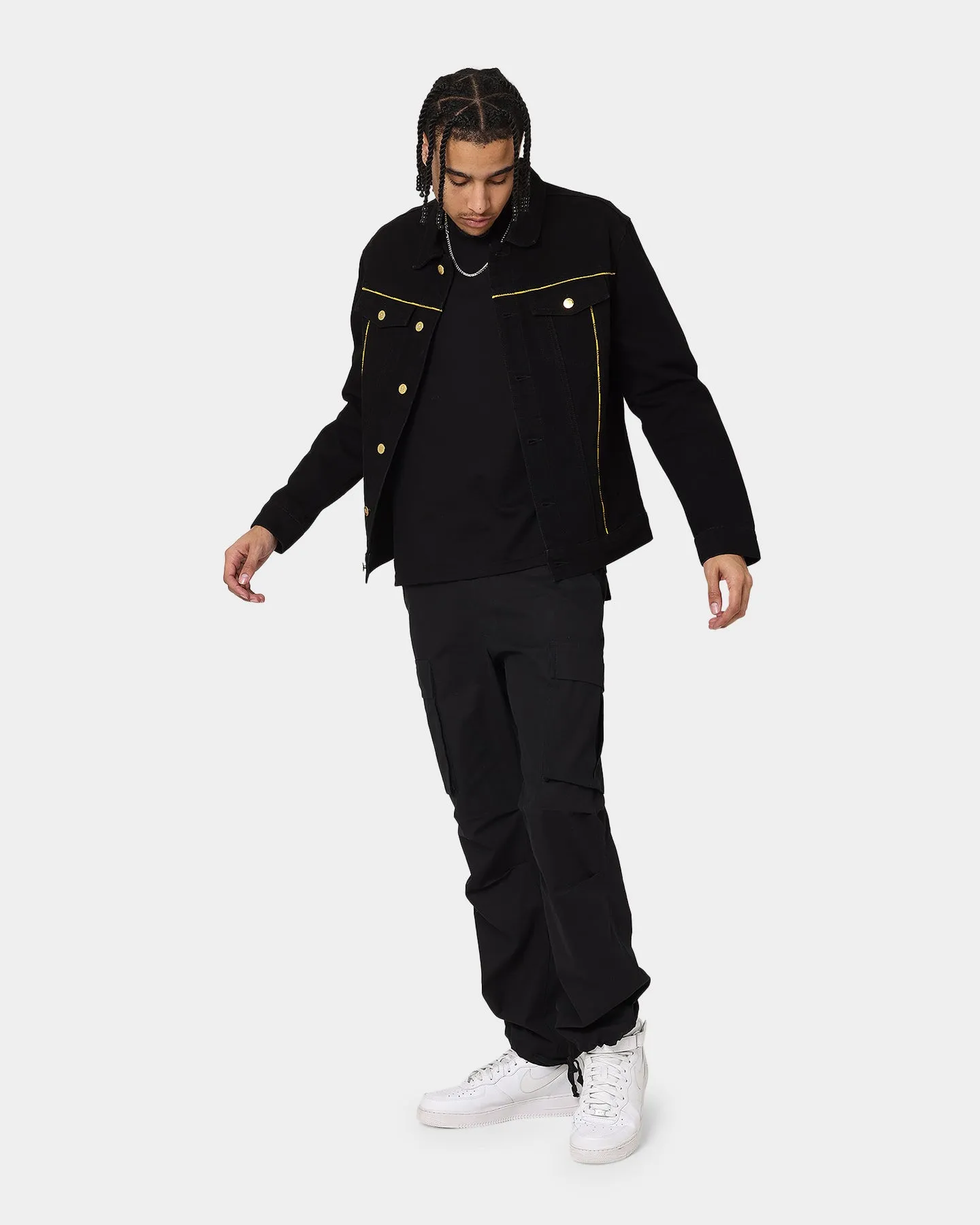 suitable for fashion contests Last Kings Piping Denim Jacket Black Denim