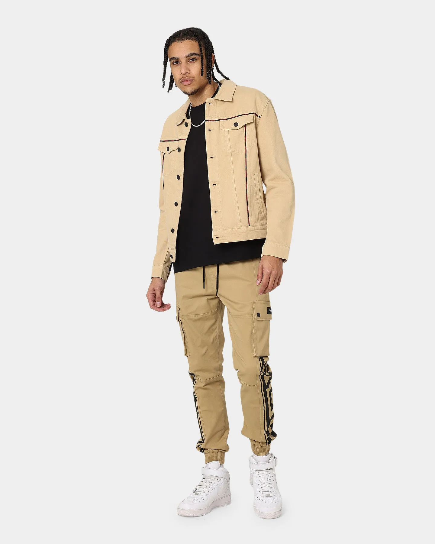 Short Adventure Wear Last Kings Piping Denim Jacket Denim/Khaki