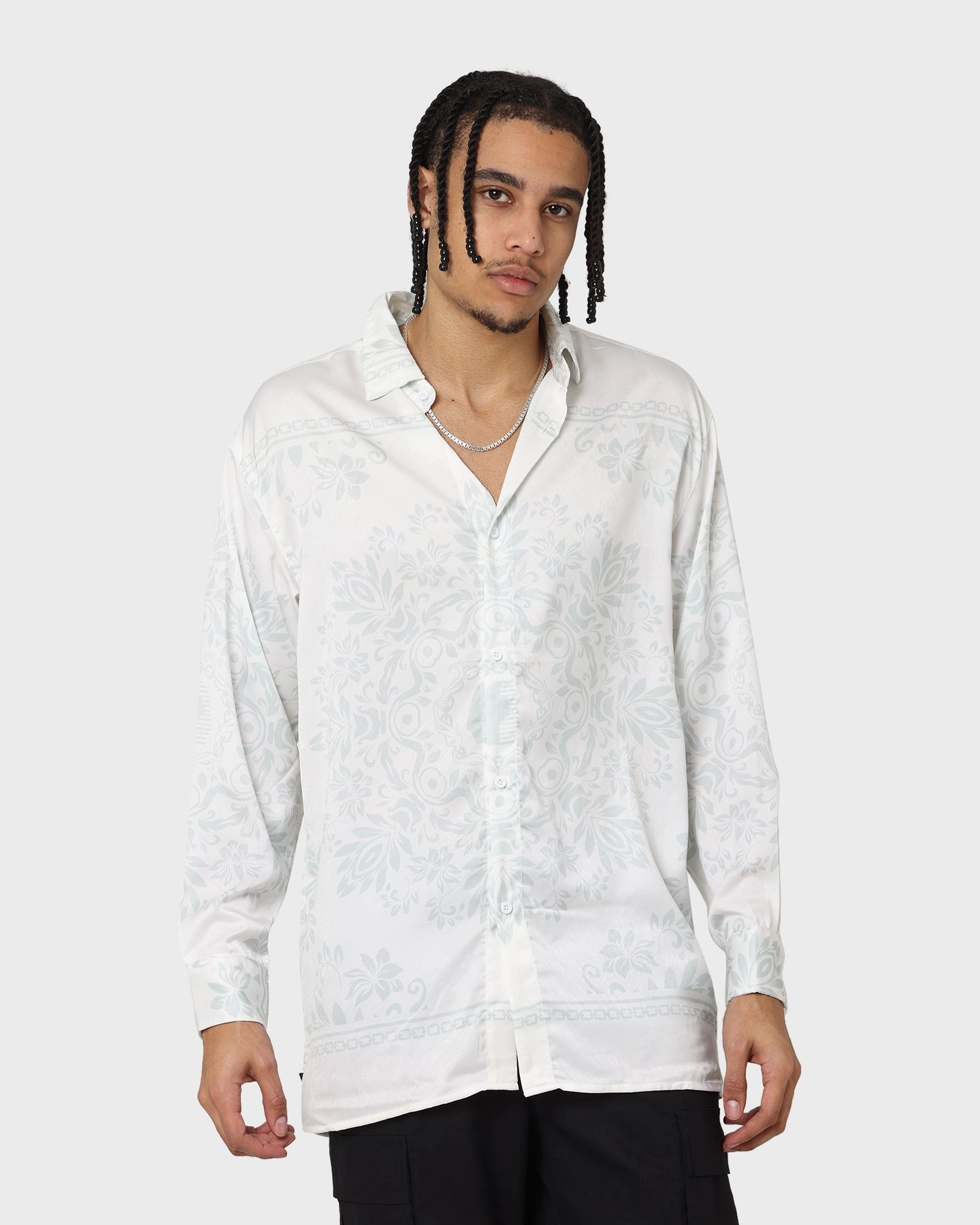 Static Dissipating Fiber Last Kings Floridian Long Sleeve Button Up White