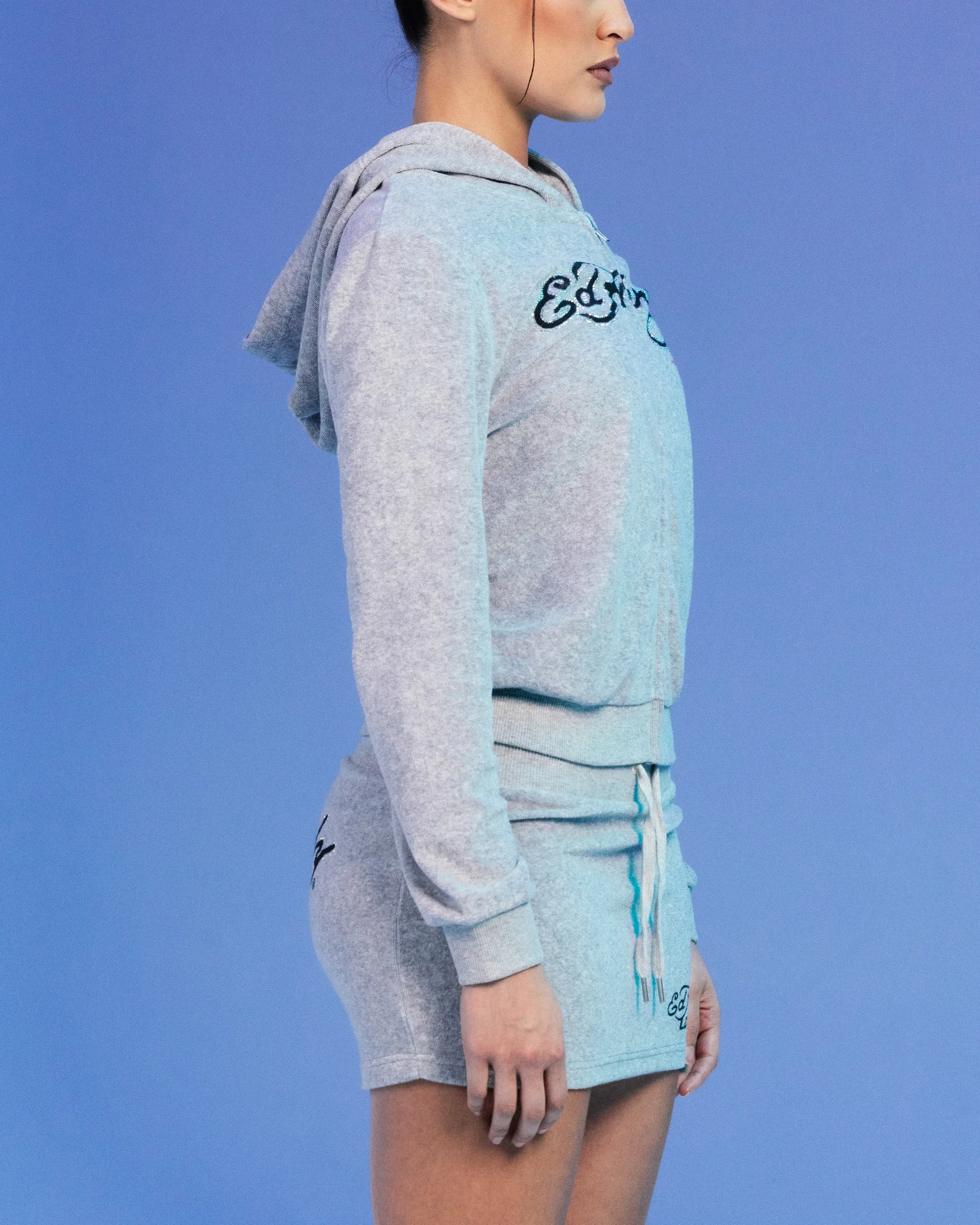 Commend Ed Hardy By Loiter Women's Longue Hoodie Light Grey Marle