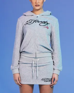 Ed Hardy By Loiter Women's Longue Hoodie Light Grey Marle Neutral Style suitable for spring activities