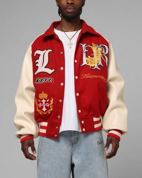 Jump Loiter Heaven Varsity Jacket Red/Off White