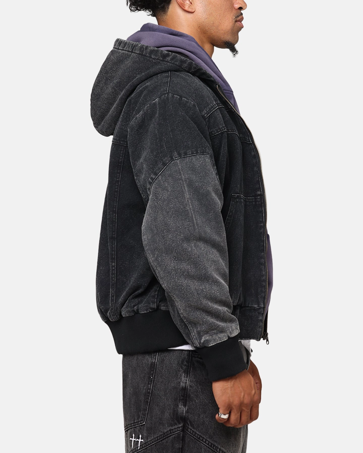 Non Restrictive Fit Trail Use Saint Morta Hooded Workwear Jacket Black/Grey