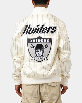 Pro Standard Las Vegas Raiders Pinstripe Satin Jacket Eggshell/Yellow chefs
