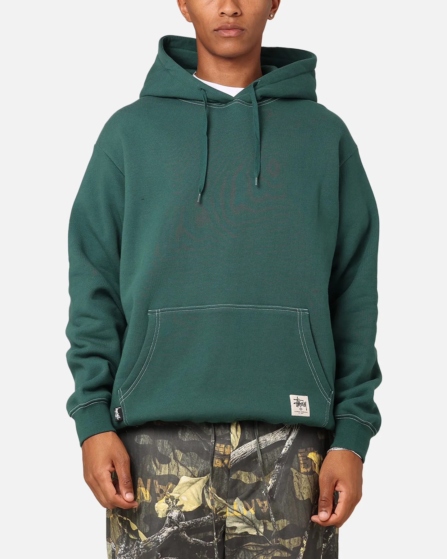 travel use Stussy SS Link Fleece Hoodie Forest