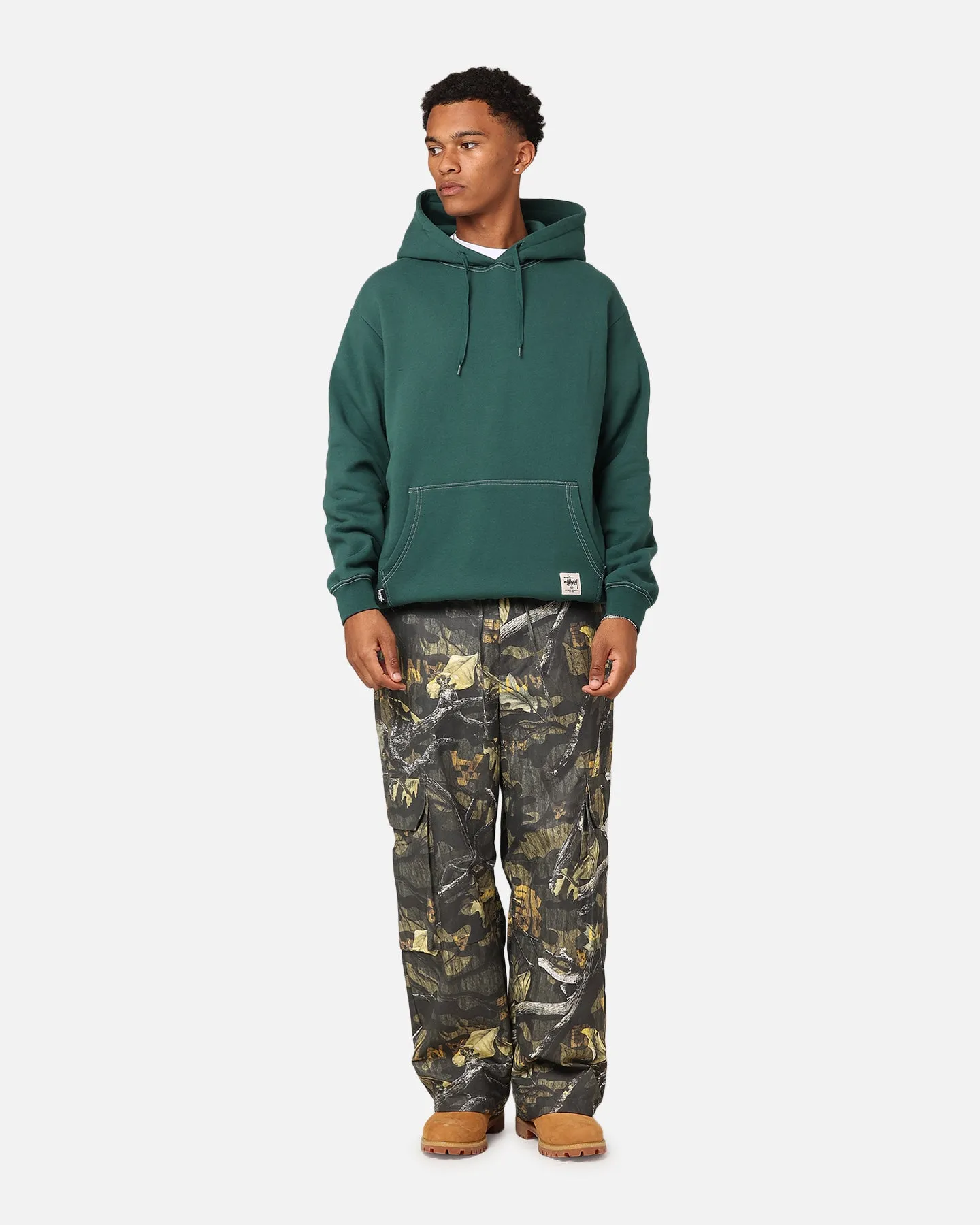 Water Repellent Coating Long Wear Stussy SS Link Fleece Hoodie Forest