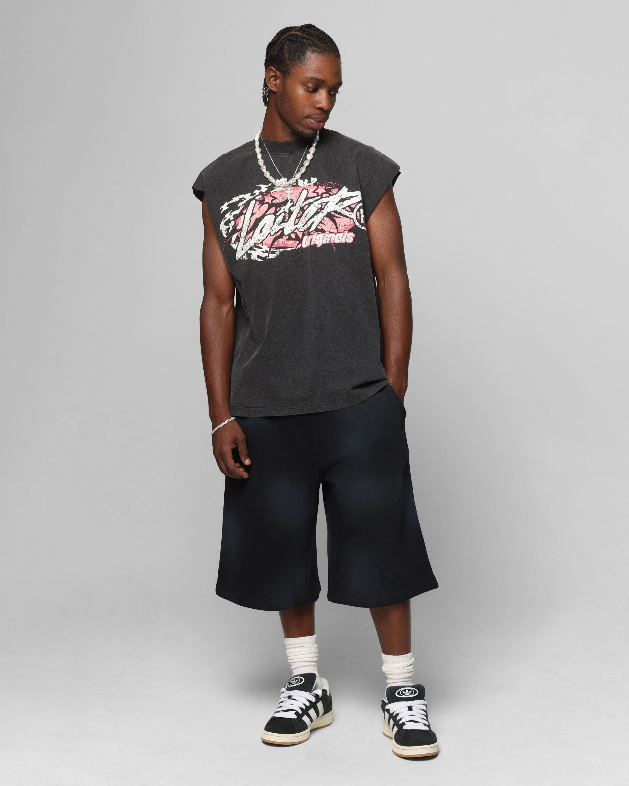 Simple and Cozy Thermal Insulation Layer Loiter Premium Essentials Sweat Shorts Washed Black