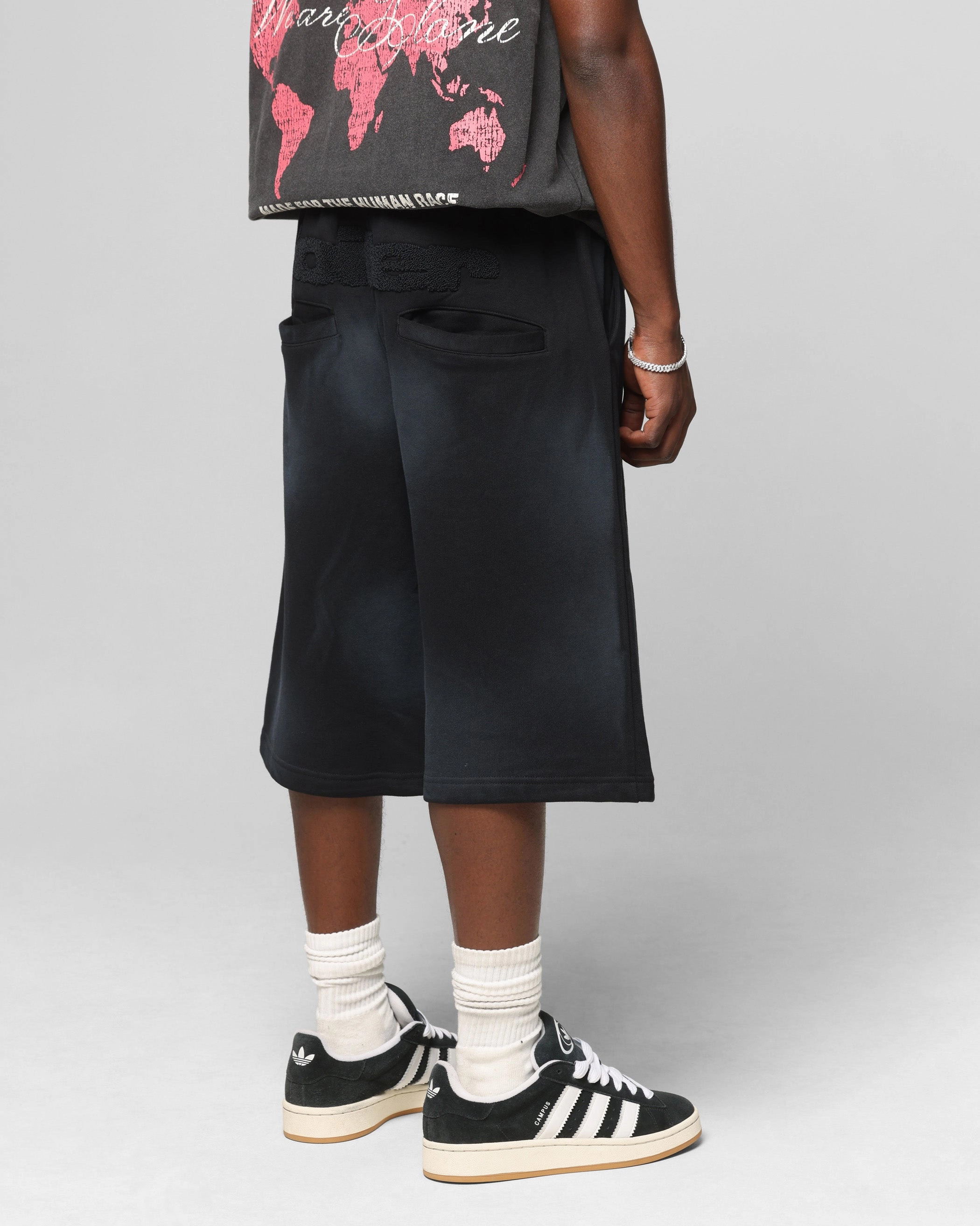 Loiter Premium Essentials Sweat Shorts Washed Black Sleek Design Adjustable Belt Loops