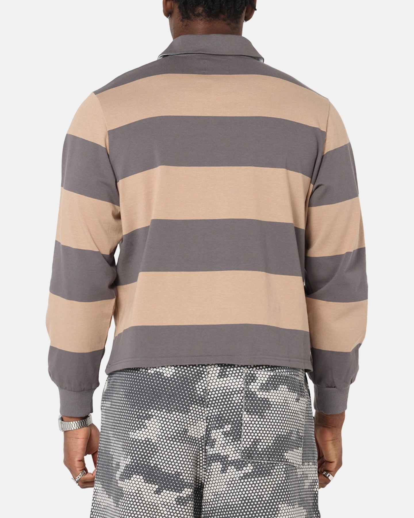 DoubleStitched Seams XXIII Rugby Long Sleeve Polo T-Shirt Charcoal/Tan