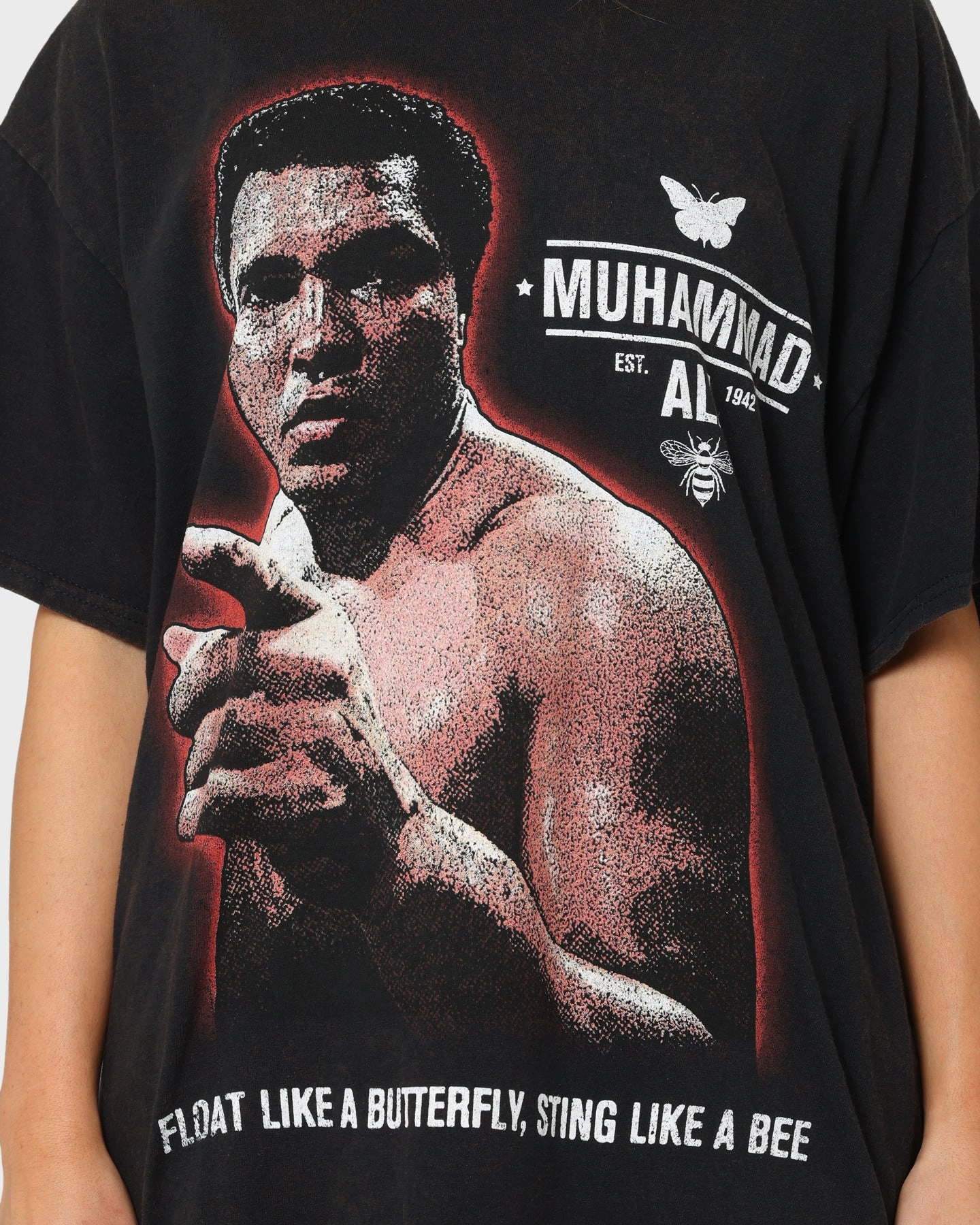 Comfy Design Comfy Fit Wear Goat Crew X Muhammad Ali Slogan T-Shirt Black Wash