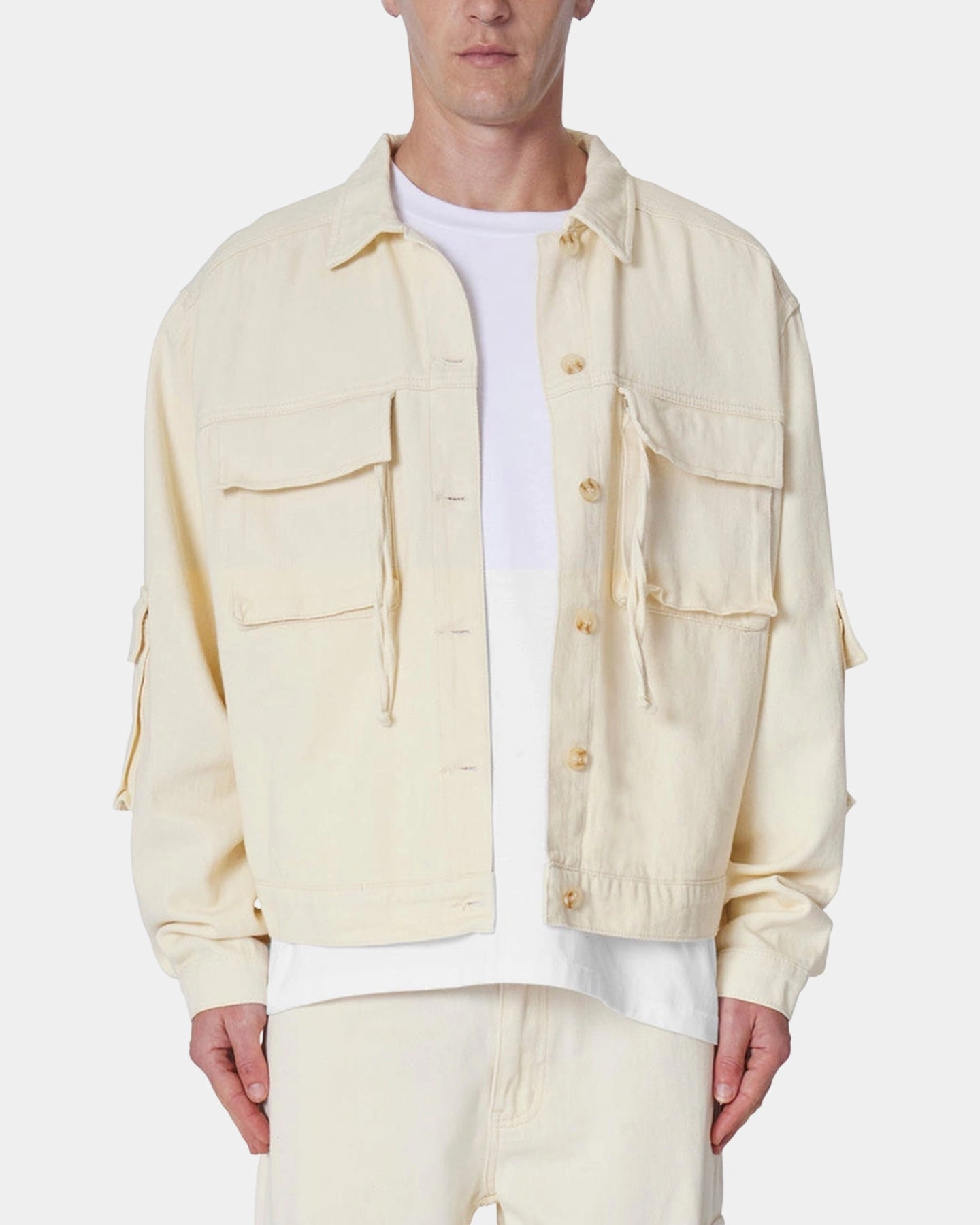 Zip-up MNML Brushed Twill Cargo Jacket Khaki
