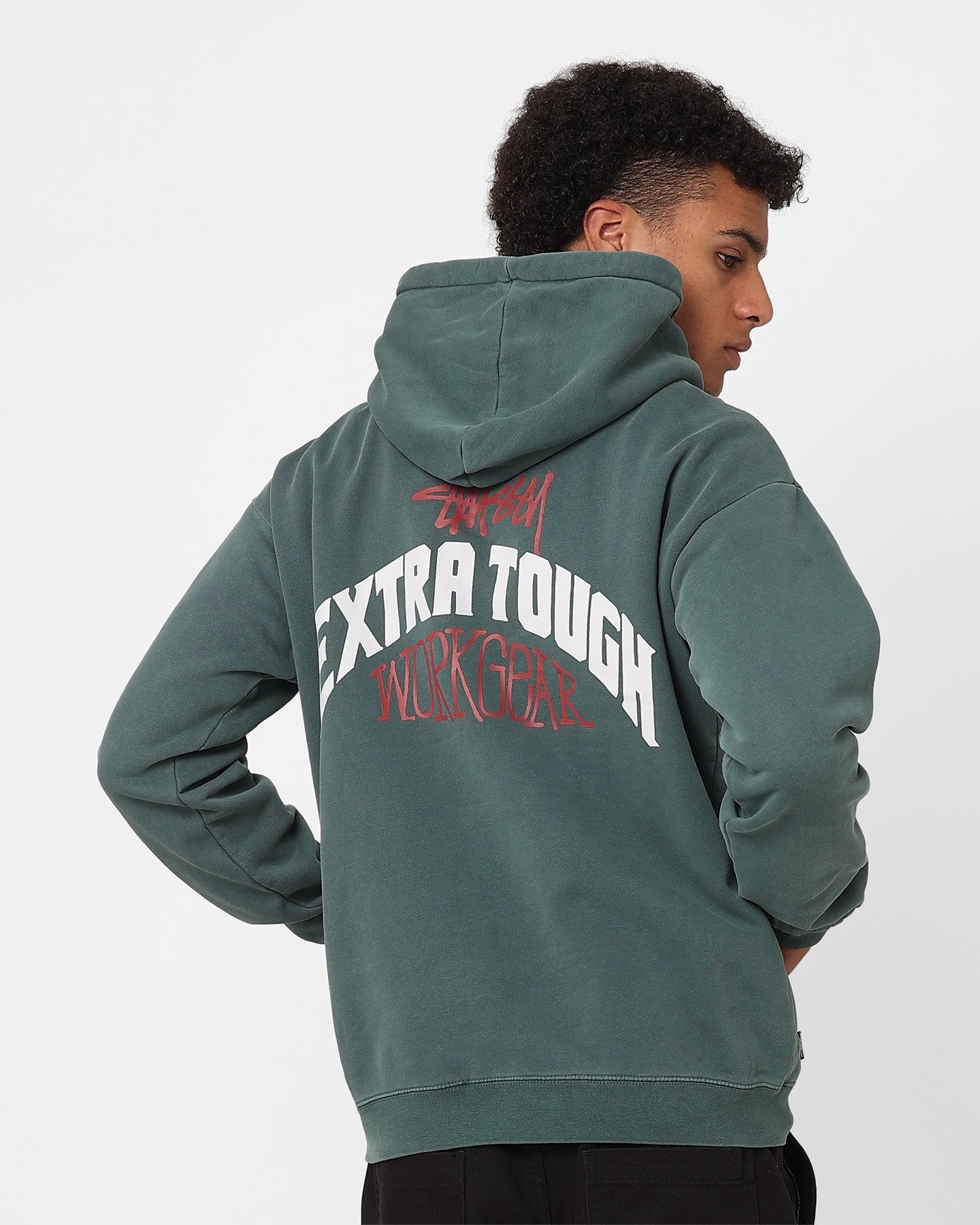 Stussy Extra Tough 50-50 Hoodie Pigment Moss Green Denim