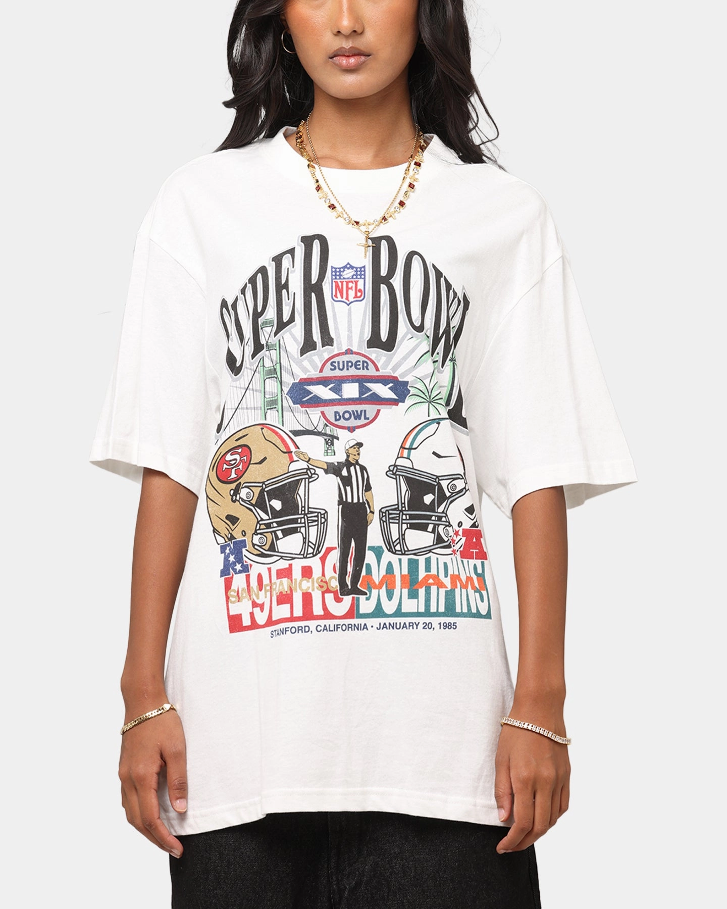 Mitchell & Ness Super Bowl XIX Match Up T-Shirt Vintage White Lightweight Wear Retro Style