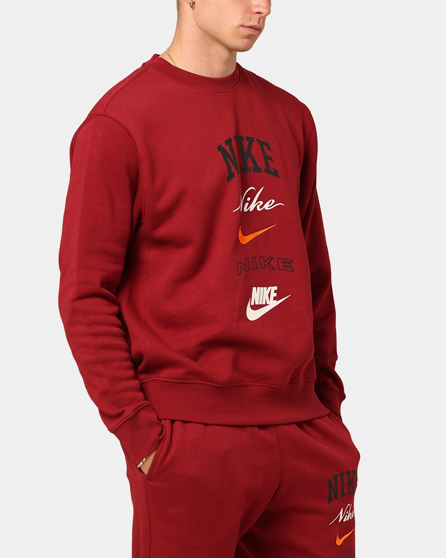 Nike Club Fleece Long-Sleeve Crewneck Team Red/Sail Cozy Designs