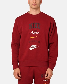 Nike Club Fleece Long-Sleeve Crewneck Team Red/Sail Smart Layers