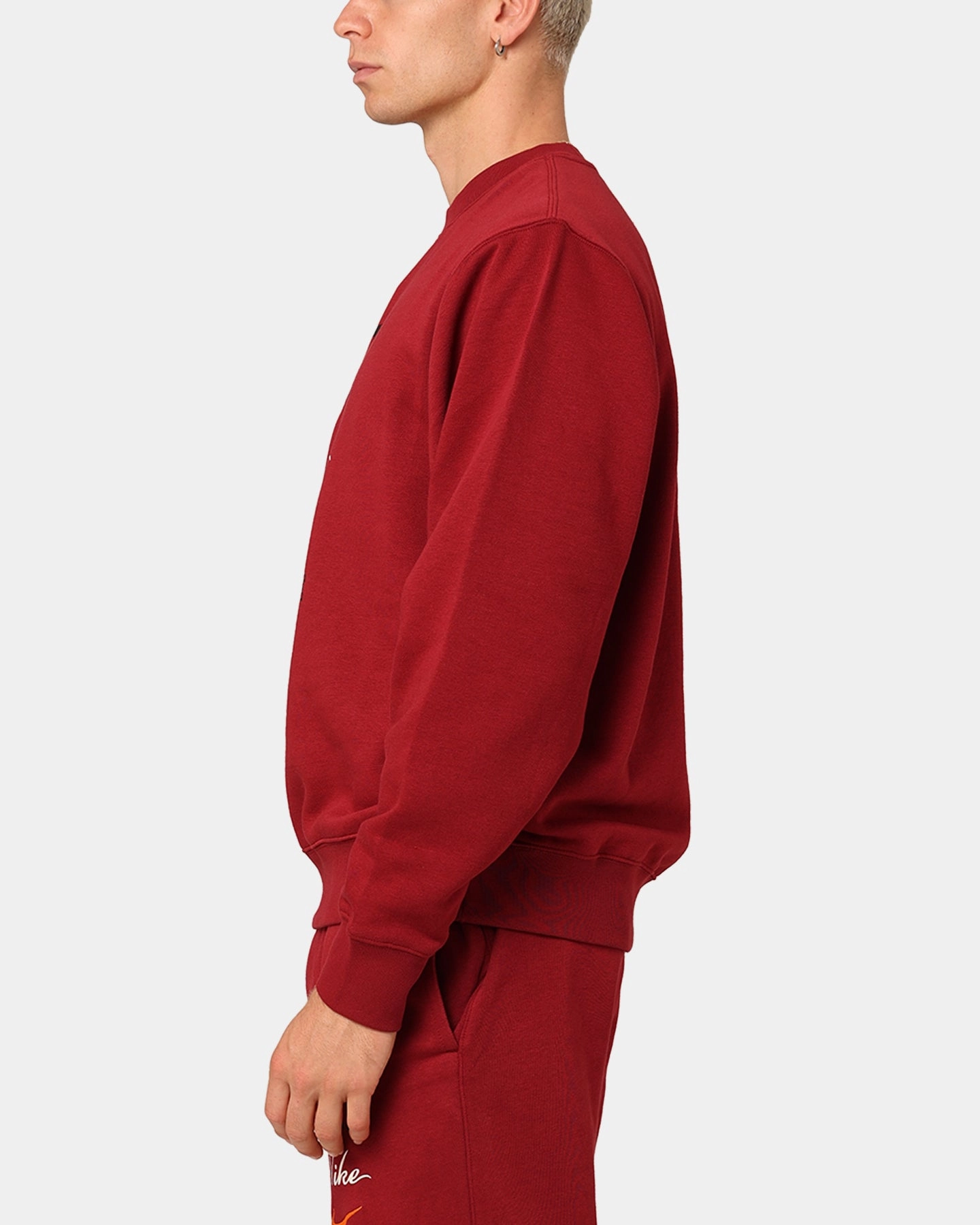 Breathable Open Weave Nike Club Fleece Long-Sleeve Crewneck Team Red/Sail