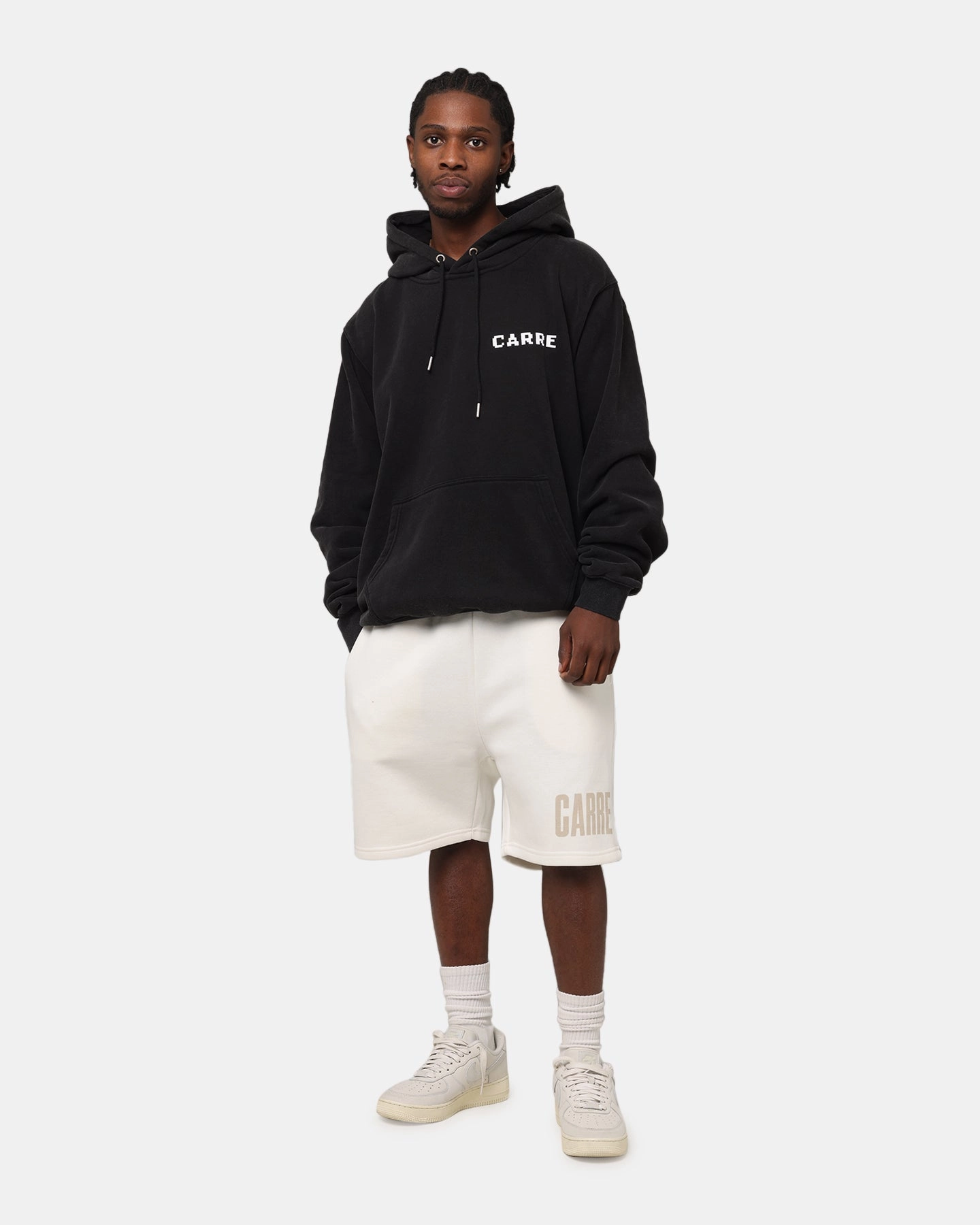Carre Level Up Hoodie Vintage Black Quilted Panels