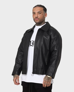 Saint Morta Oversized Leather Bomber Jacket Black Machine-washable