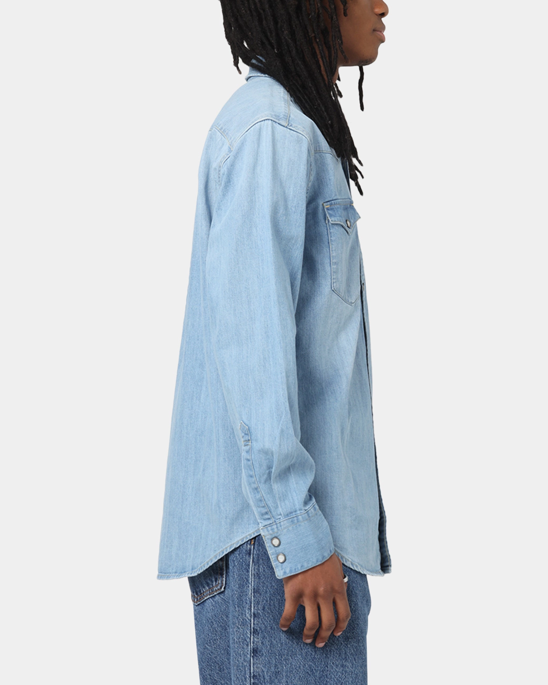 All Day Comfort Tech Modern Look Levi Strauss And Co Barstow Western Standard Denim Button Up Shirt Blue